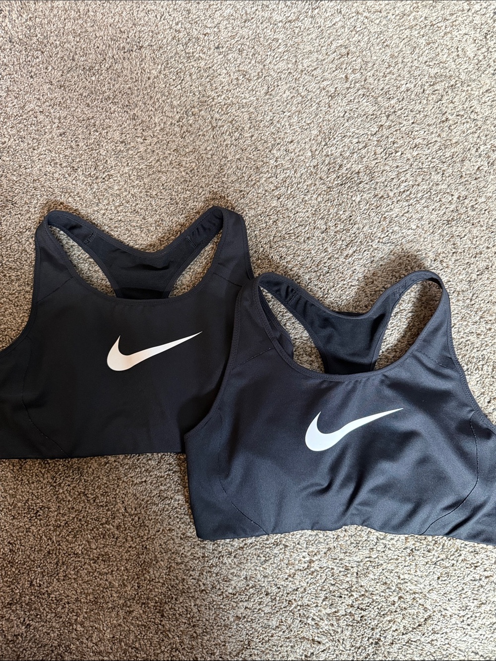Nike Black Sports Bras with White Swoosh - Twin Pack